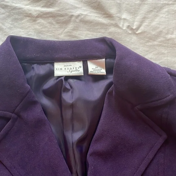 Kim Rogers Dark Purple Plum Blazer.  Size Medium Petite - Picture 3 of 8